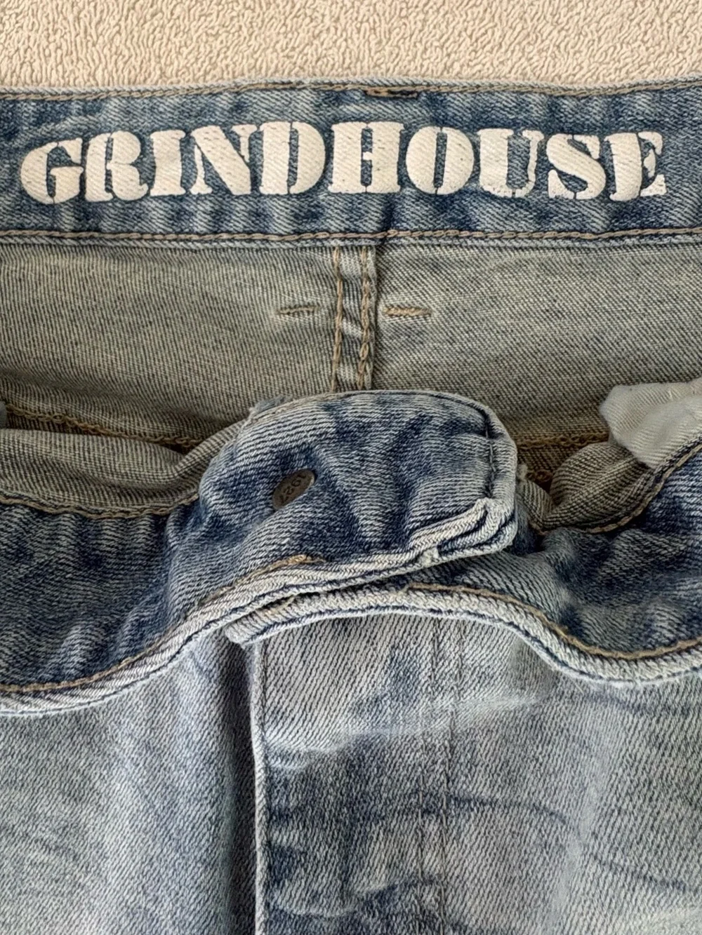 Grindhouse Straight Fit Stack Rhinestone significant  “Sevier” Denim Jeans 38X32